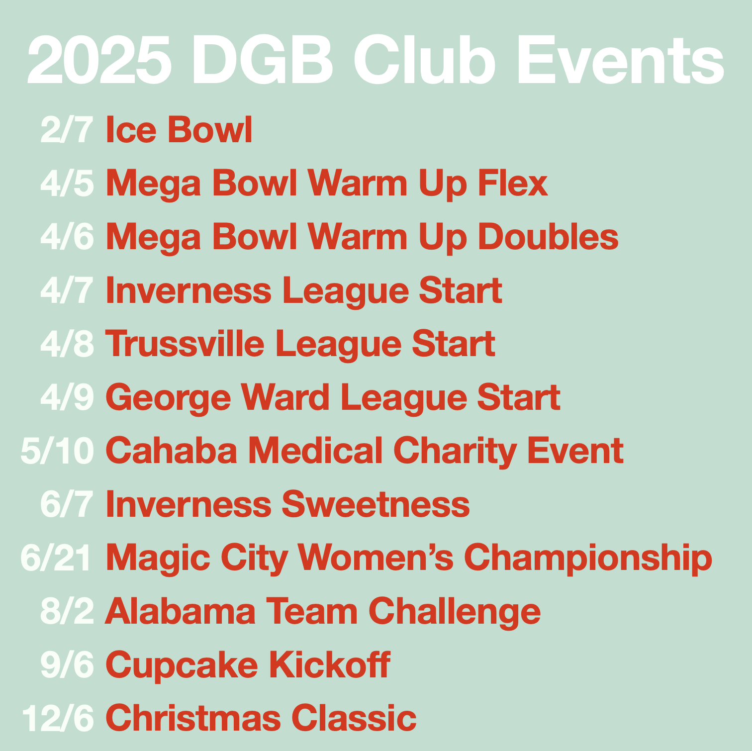 DGB Schedule